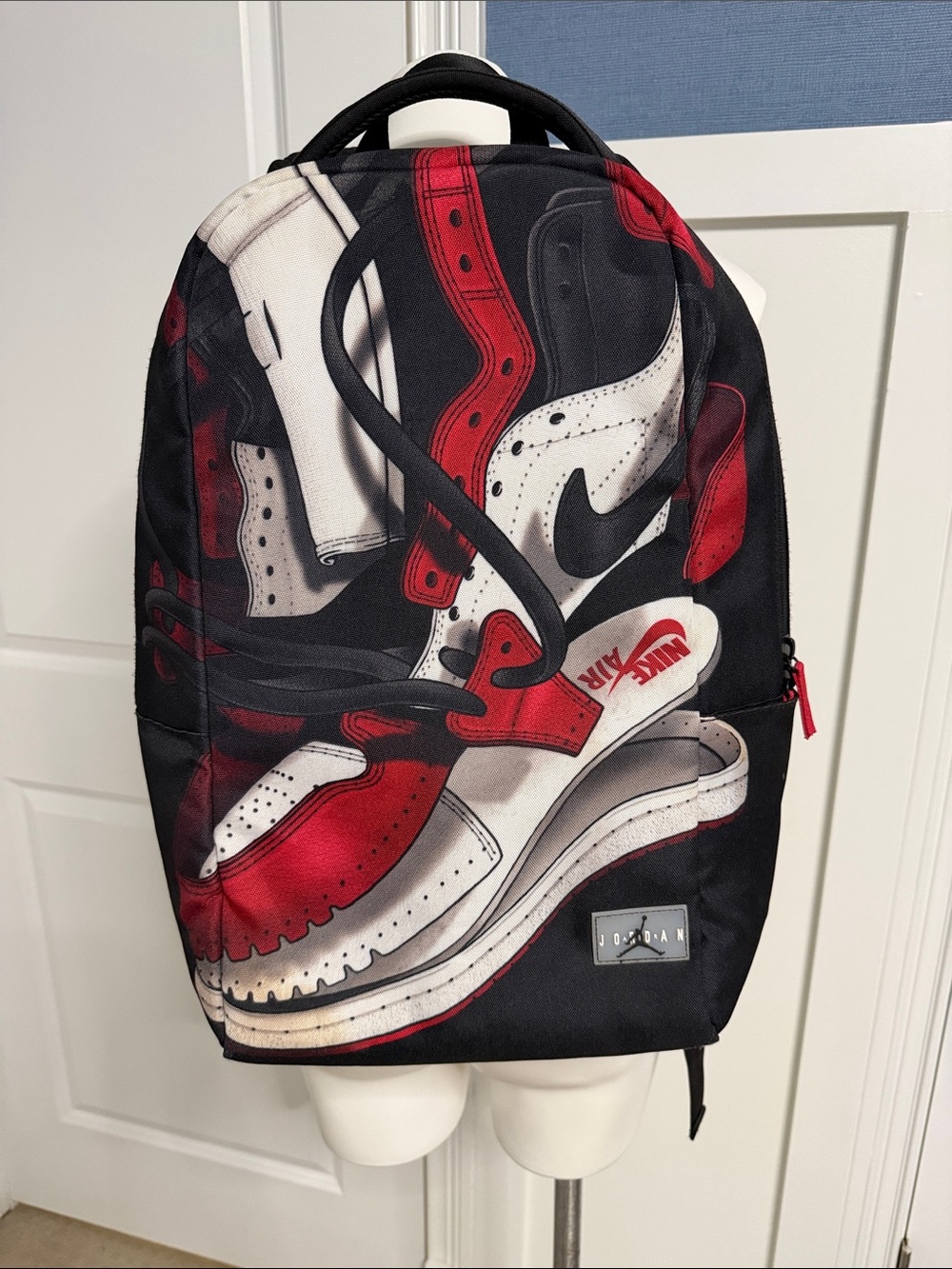 Jordan Black Red White Sneaker Graphic Backpack